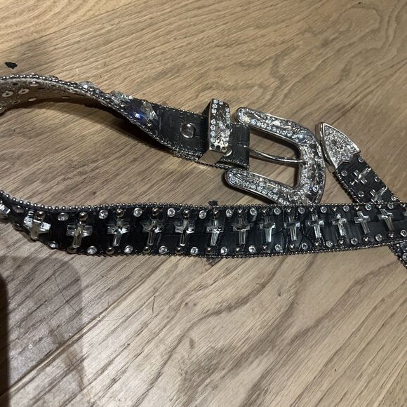 Western Rhinestone SM Bling Belt Crosses Black  Rhinestone Buckle 29 Crosses main image 13